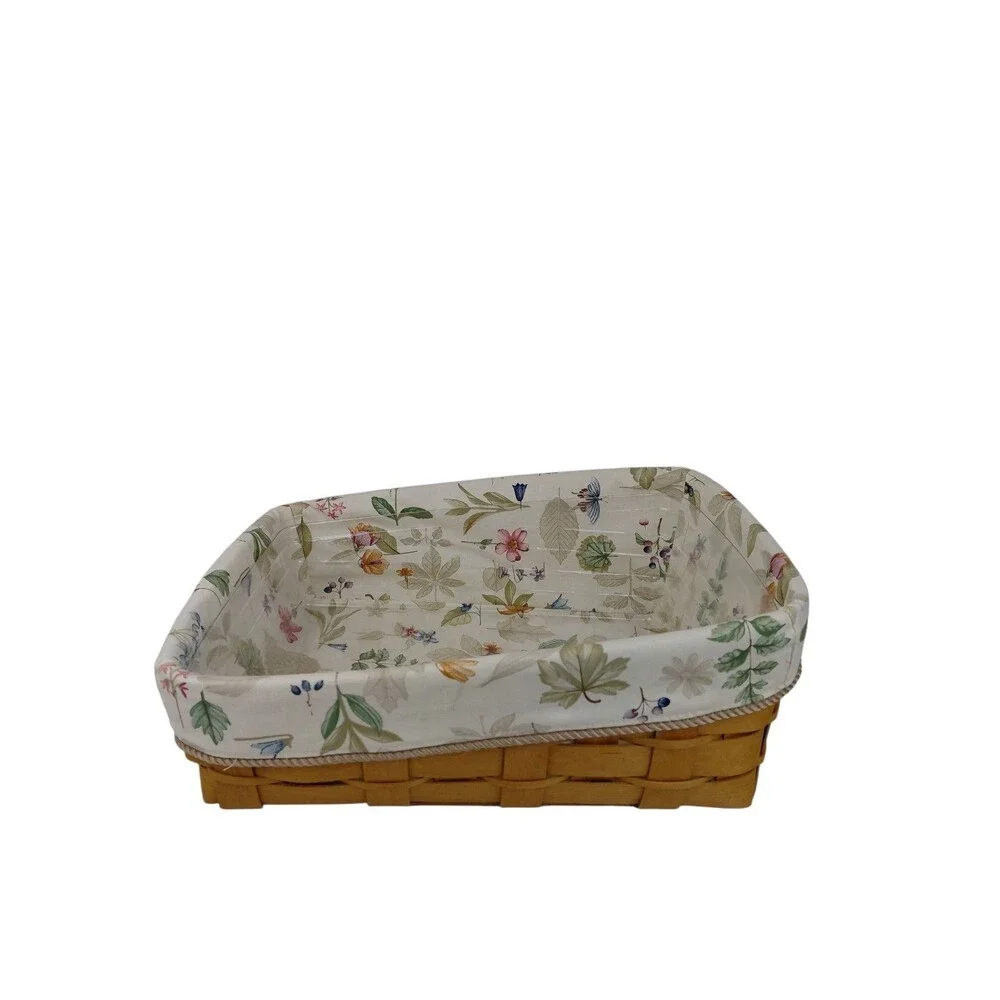 Longaberger 2007 Angled Basket w/protector & Botanical Fields Liner